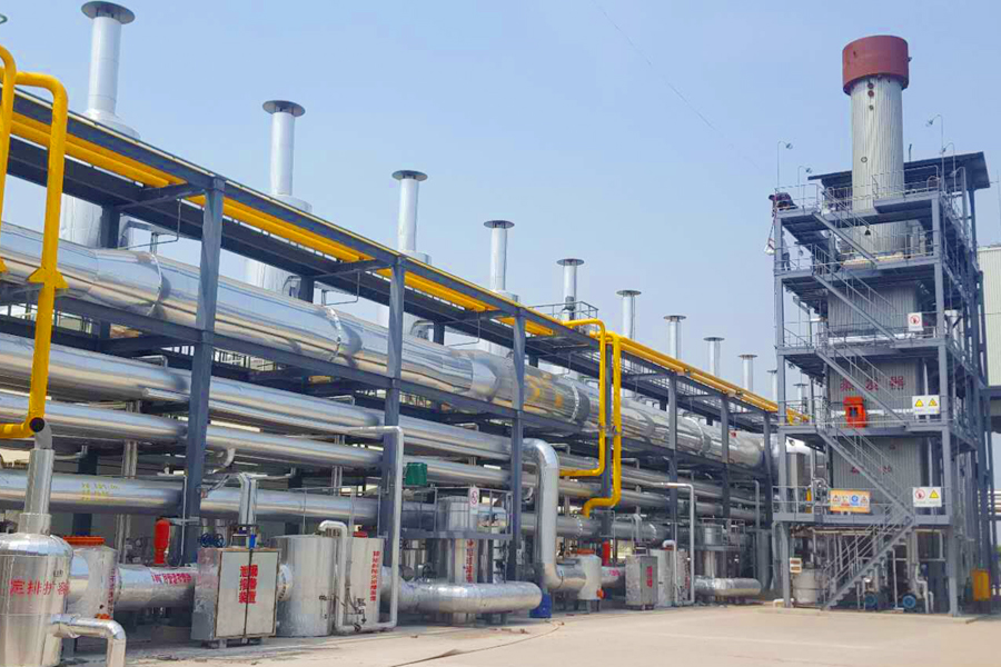 燃氣機組立式余熱鍋爐余熱發(fā)電項目現(xiàn)場